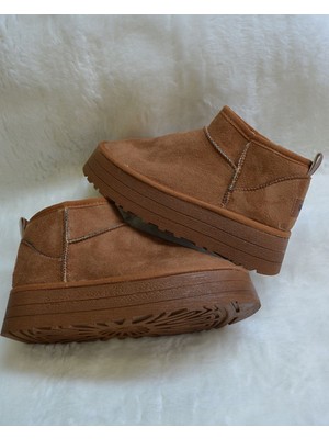 Kadın Kalın Taban Ultra Mini Süet Bot Kışlık Bot & Bootie