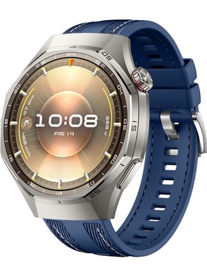 Sneezy Huawei Watch Gt6 Pro 46MM ile Uyumlu Metal Tokalı Dikiş Detaylı Şık Dokuma Silikon Kordon