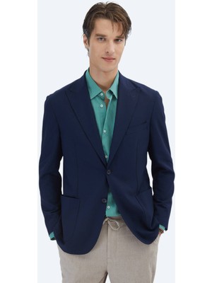 Lacivert Desenli Modern Fit Ceket