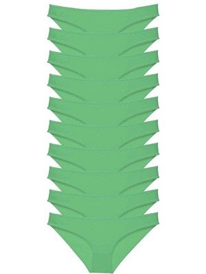 10 Adet Süper Eko Set Likralı Kadın Slip Külot Yeşil