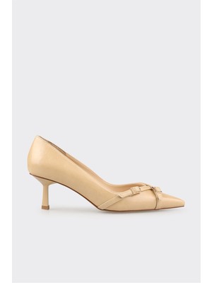 Bej Kadın Orta Topuk Ayakkabı
