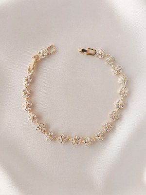 14 Ayar Altın Kaplama Çiçek Desenli Bileklik