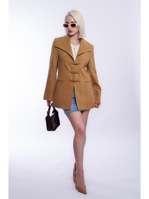 Hardal  Bağlama Detaylı Blazer Kadın Ceket MG2482