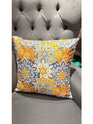 Mandala / Çift Tarafı Baskılı Evelyn  Süet Kırlent Kılıfı 43 x 43