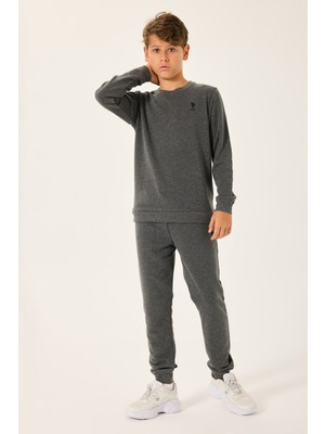 U.S. Polo Assn Erkek Çocuk Antrasit Sweatshirt Örme Kumaş ile Rahat ve Şık Tasarım