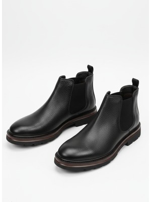 Lusive Hakiki Deri Siyah Ultra Hafif ve Rahat Chelsea Erkek Bot LUASS27AL0042