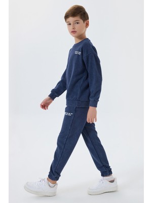 Rolypoly Erkek Çocuk Eşofman Takımı Lacivert Lastikli Paça Örme Kumaş ile Konforlu Kullanım