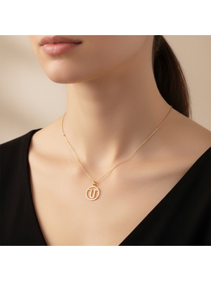 Tabitala TabiTela 14 ayar altın kolye ucu "U"harfi GM614 1 gr
