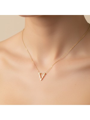 Tabitala TabiTela 14 ayar altın kolye ucu HarfV   GM758 1 gr