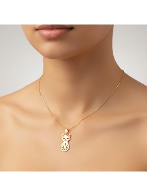 TabiTela 14 ayar altın kolye ucu kedi GM2147 1 gr