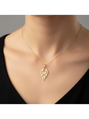 TabiTela 14 ayar altın kolye ucu melek kanatları   GM1572 1 gr