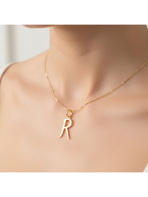 TabiTela 8 ayar altın kolye ucu Harf R   GM3064 1 gr