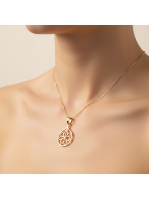 TabiTela 8 ayar altın kolye ucu lotus   GM1790 0.5 gr