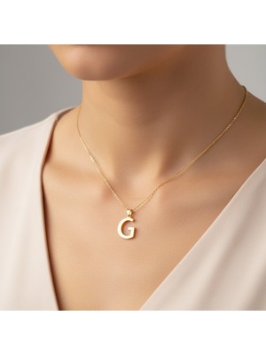 Tabitela 14 Ayar Altın Kolye Ucu Harf G   GM2774 1 gr
