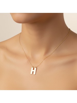 Tabitela 8 Ayar Altın Kolye Ucu Harf H   GM2808 1 gr