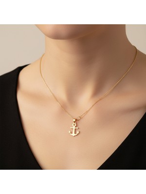 TabiTela 14 ayar altın kolye ucu çapa   GM1611 1 gr