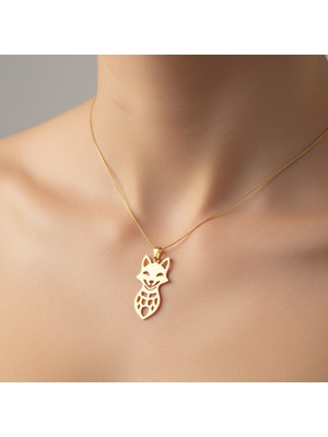 TabiTela 8 ayar altın kolye ucu tülkü   GM1965 1 gr