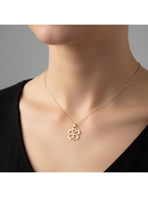 TabiTela 14 ayar altın kolye ucu yonca   GM3377 1 gr