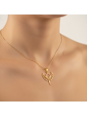 TabiTela 8 ayar altın kolye ucu melek kanatları   GM1562 1 gr