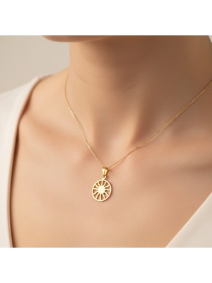 TabiTela 14 ayar altın kolye ucu güneş GM1362 1 gr