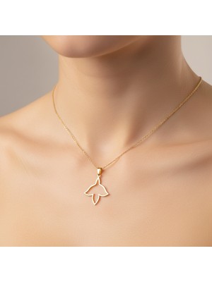 Tabitela 14 Ayar Altın Kolye Ucu Taç Yaprağı   GM2017 1 gr