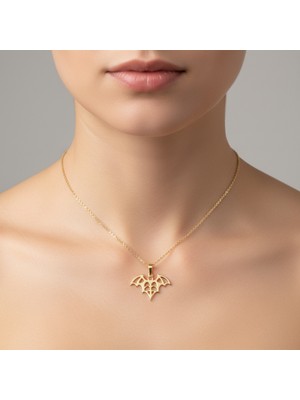 TabiTela 14 ayar altın kolye ucu yırtıcı yarasa   GM2117 1 gr