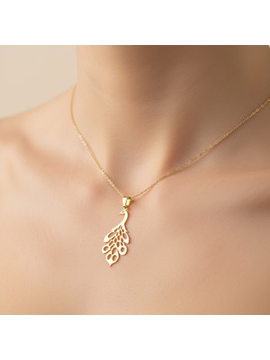 TabiTela 8 ayar altın kolye ucu tavus kuşu   GM3439 1 gr