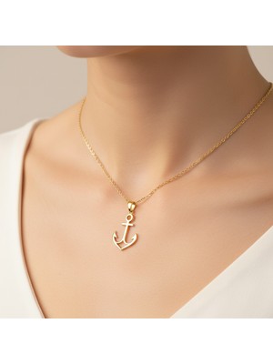 TabiTela 14 ayar altın kolye ucu çapa   GM1605 1 gr