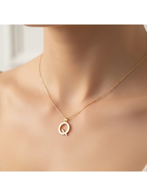 TabiTela 14 ayar altın kolye ucu Harf Q   GM2984 1 gr