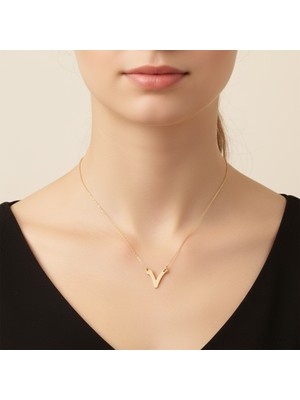 Tabitala TabiTela 14 ayar altın kolye ucu HarfV   GM756 1 gr