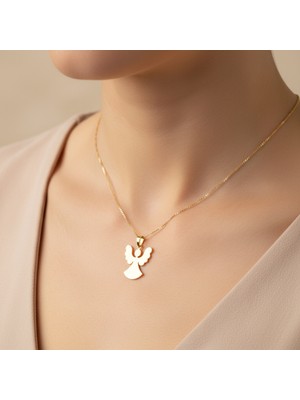 TabiTela 14 ayar altın kolye ucu melek   GM3266 1 gr