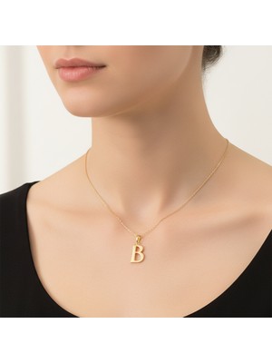 TabiTela 14 ayar altın kolye ucu Harf B   GM2703 0.5 gr