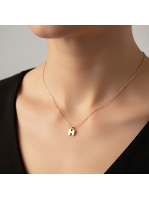 Tabitela 14 Ayar Altın Kolye Ucu Harf H   GM2818 0.5 gr