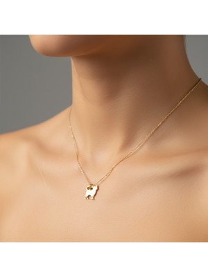 TabiTela 14 ayar altın kolye ucu kedi GM3755 1 gr