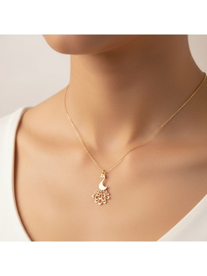 TabiTela 14 ayar altın kolye ucu tavus kuşu   GM3434 1 gr