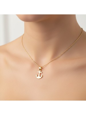 TabiTela 14 ayar altın kolye ucu çapa   GM1607 1 gr