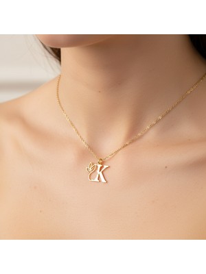 TabiTela 14 ayar altın kolye ucu Harf K   GM3012 1 gr