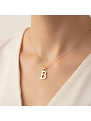 TabiTela 14 ayar altın kolye ucu Harf B   GM2681 0.5 gr