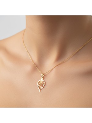 TabiTela 8 ayar altın kolye ucu melek kanatları   GM1573 1 gr