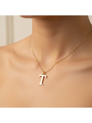 TabiTela 14 ayar altın kolye ucu Harf T   GM3097 1 gr