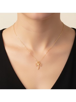TabiTela 14 ayar altın kolye ucu yonca   GM3369 1 gr