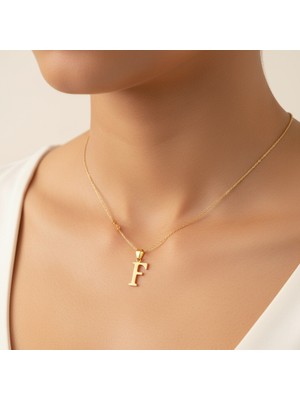 Tabitela 8 Ayar Altın Kolye Ucu Harf F   GM2895 1 gr