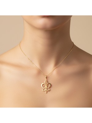 TabiTela 8 ayar altın kolye ucu fleur-de-lis   GM4266 0.5 gr