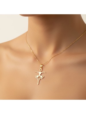 TabiTela 14 ayar altın kolye ucu balerin   GM3358 1 gr