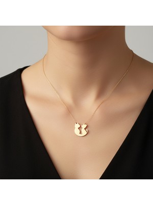 TabiTela 14 ayar altın kolye ucu kedi ve köpek   GM3758 1 gr