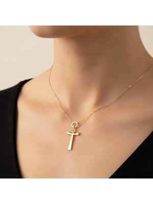 TabiTela 14 ayar altın kolye ucu Mısır Ankh   GM4321 1 gr