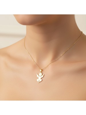 TabiTela 14 ayar altın kolye ucu küçük melek   GM4333 1 gr