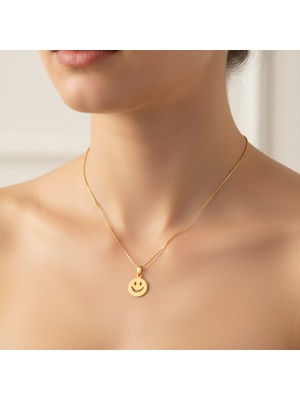 TabiTela 14 ayar altın kolye ucu gülen yüz GM5050 1 gr