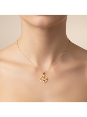 Tabitela 8 Ayar Altın Kolye Ucu Pusula   GM4449 0.5 gr