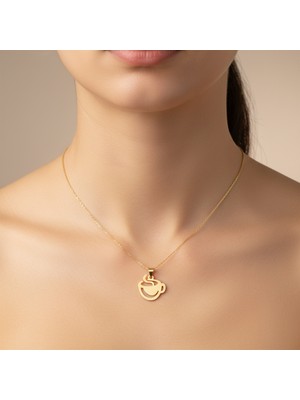 TabiTela 8 ayar altın kolye ucu kahve fincanı   GM4466 0.5 gr